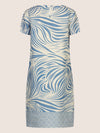 Mint & Mia Kurzes bedrucktes Kleid mit Zebraprint und Bordüre | creme-hellblau