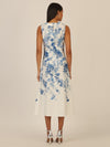 Mint & Mia Langes bedrucktes Leinenkleid mit Blumendruck | creme-hellblau