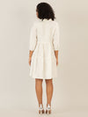 Mint & Mia Kurzes Leinen Kleid mit Biesen und Volantstufen | creme