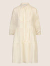 Mint & Mia Kurzes Leinen Kleid mit Biesen und Volantstufen | creme