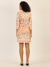Mint & Mia Kurzes Kofferkleid mit Print und Zierborten | orange-multicolor