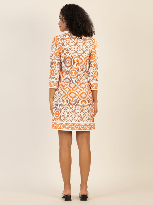 Mint & Mia Kurzes Kofferkleid mit Print und Zierborten | orange-multicolor image 1