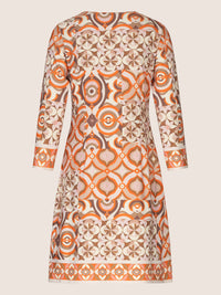 Mint & Mia Kurzes Kofferkleid mit Print und Zierborten | orange-multicolor