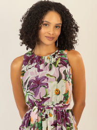 APART langes Chiffonkleid mit allover Blumen-Druck | lila-multicolor