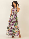 APART langes Chiffonkleid mit allover Blumen-Druck | lila-multicolor
