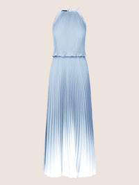 APART langes Plisseekleid im Neckholder-Stil mit Batik-Effekt | hellblau-creme