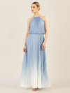 APART langes Plisseekleid im Neckholder-Stil mit Batik-Effekt | hellblau-creme