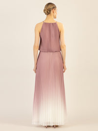 APART langes Plisseekleid im Neckholder-Stil mit Batik-Effekt | mauve-creme