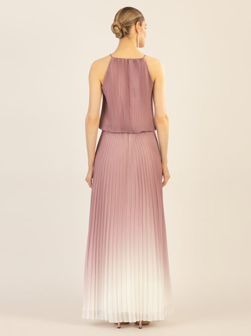 APART langes Plisseekleid im Neckholder-Stil mit Batik-Effekt | mauve-creme image 1