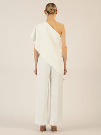 APART One-Shoulder Overall aus einer leicht körnigen Ware | creme