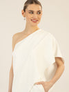APART One-Shoulder Overall aus einer leicht körnigen Ware | creme