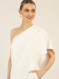 APART One-Shoulder Overall aus einer leicht körnigen Ware | creme
