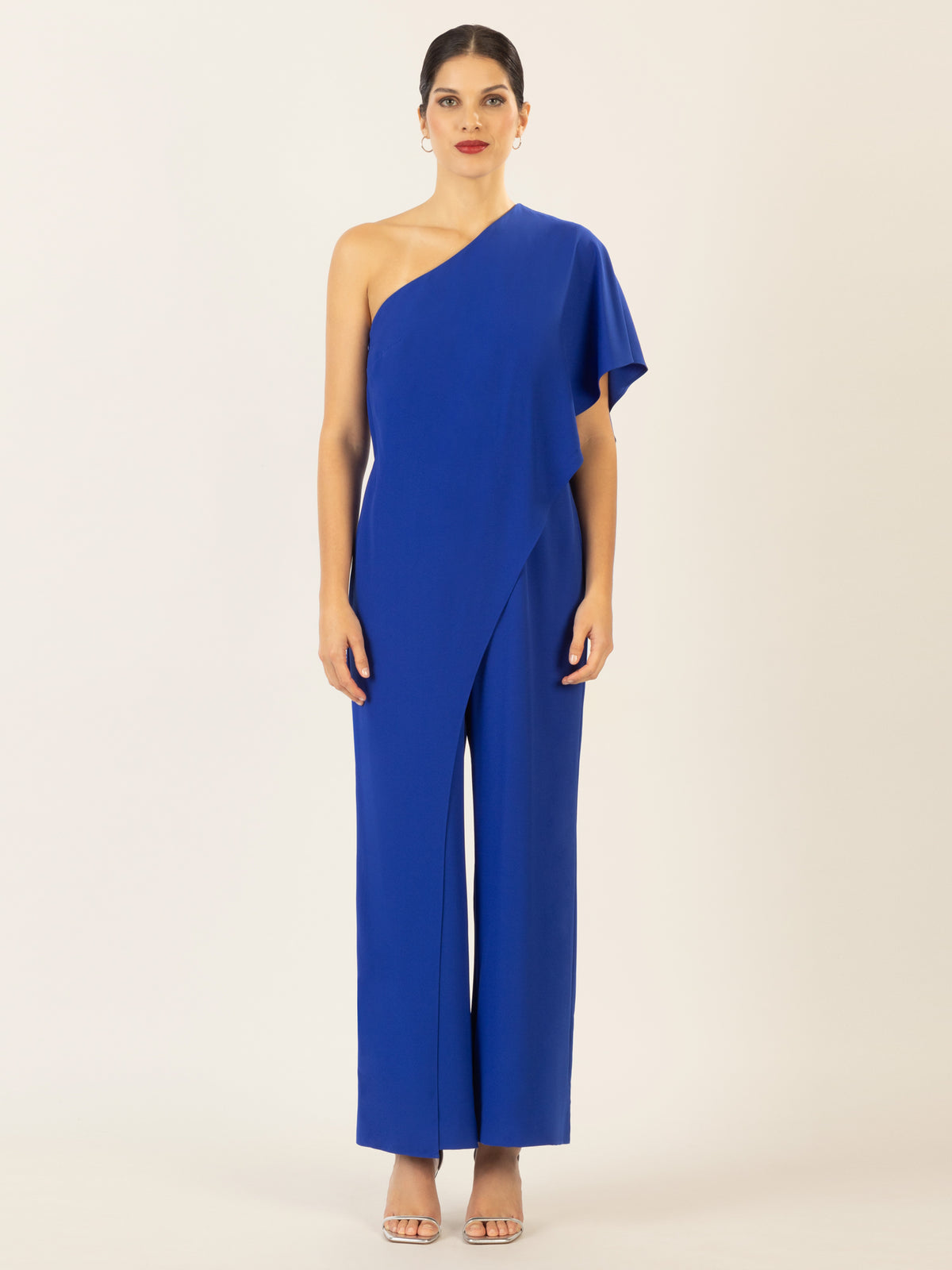 APART One-Shoulder Overall aus einer leicht körnigen Ware | royalblau