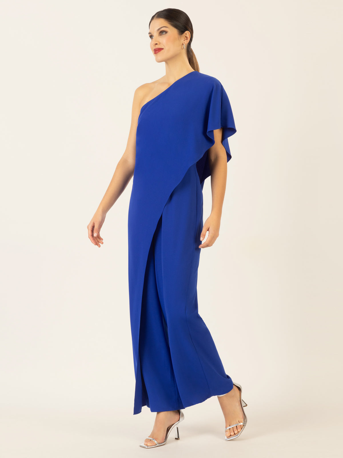 APART One-Shoulder Overall aus einer leicht körnigen Ware | royalblau