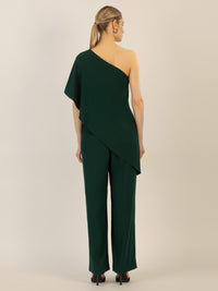 APART One-Shoulder Overall aus einer leicht körnigen Ware | emerald
