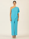 APART One-Shoulder Overall aus einer leicht körnigen Ware | türkis