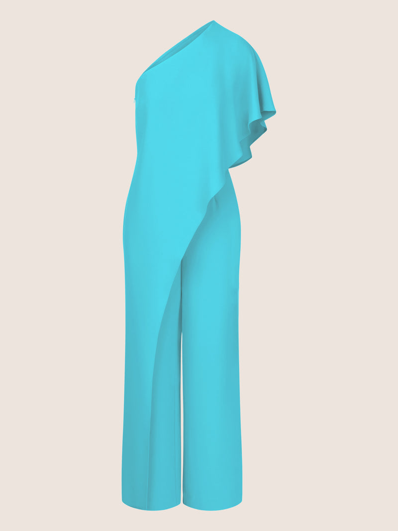 APART One-Shoulder Overall aus einer leicht körnigen Ware | türkis