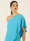 APART One-Shoulder Overall aus einer leicht körnigen Ware | türkis