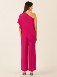 APART One-Shoulder Overall aus einer leicht körnigen Ware | pink