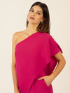APART One-Shoulder Overall aus einer leicht körnigen Ware | pink