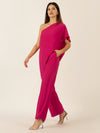 APART One-Shoulder Overall aus einer leicht körnigen Ware | pink