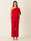 APART One-Shoulder Overall aus einer leicht körnigen Ware | rot