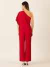 APART One-Shoulder Overall aus einer leicht körnigen Ware | rot