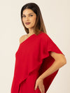 APART One-Shoulder Overall aus einer leicht körnigen Ware | rot