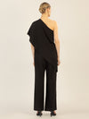 APART One-Shoulder Overall aus einer leicht körnigen Ware | schwarz