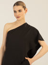 APART One-Shoulder Overall aus einer leicht körnigen Ware | schwarz