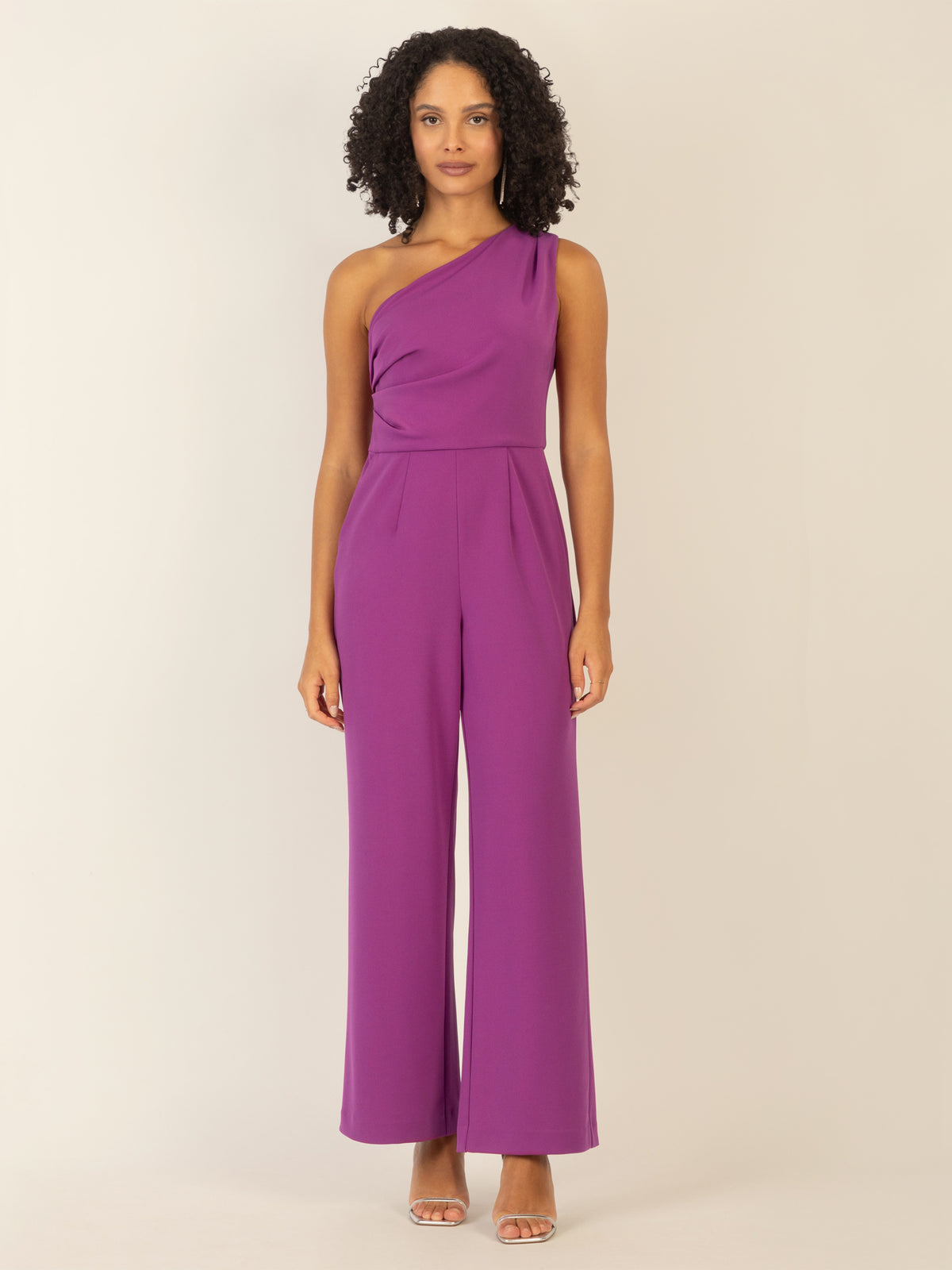 APART One-Shoulder Overall aus einer leicht strukturierten Ware | lila