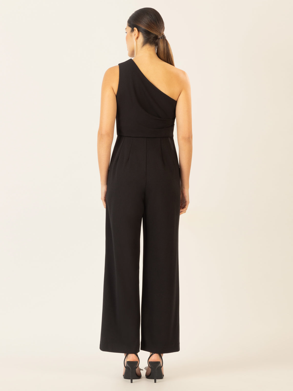 APART One-Shoulder Overall aus einer leicht strukturierten Ware | schwarz