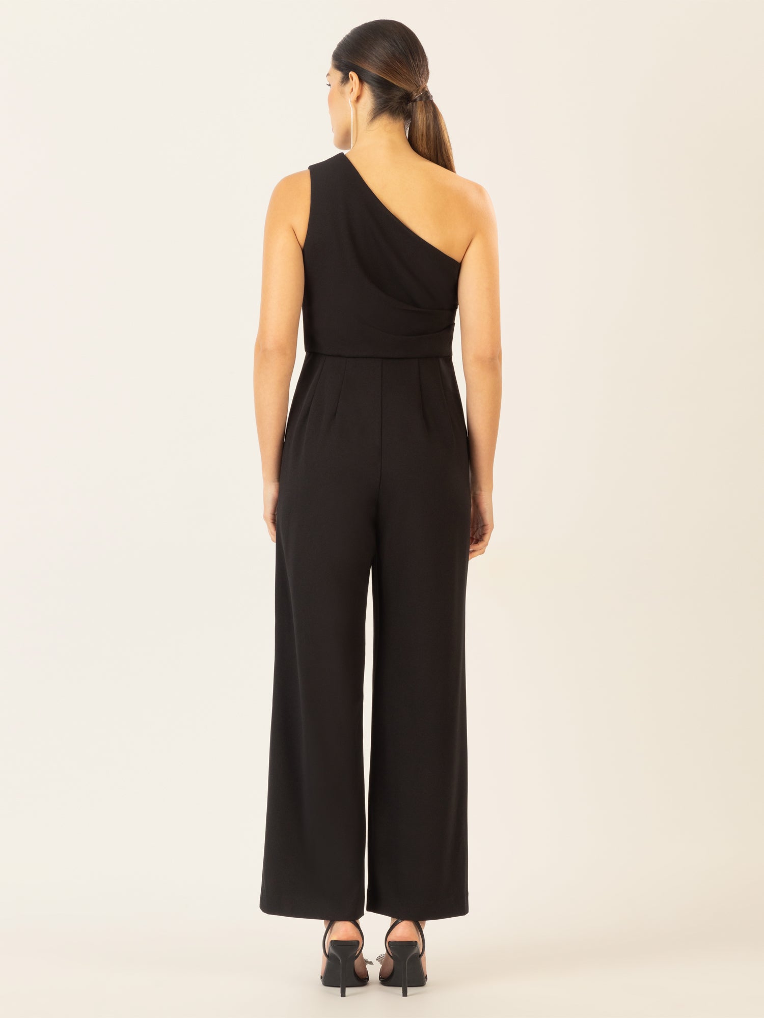APART One-Shoulder Overall aus einer leicht strukturierten Ware | schwarz