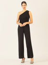 APART One-Shoulder Overall aus einer leicht strukturierten Ware | schwarz
