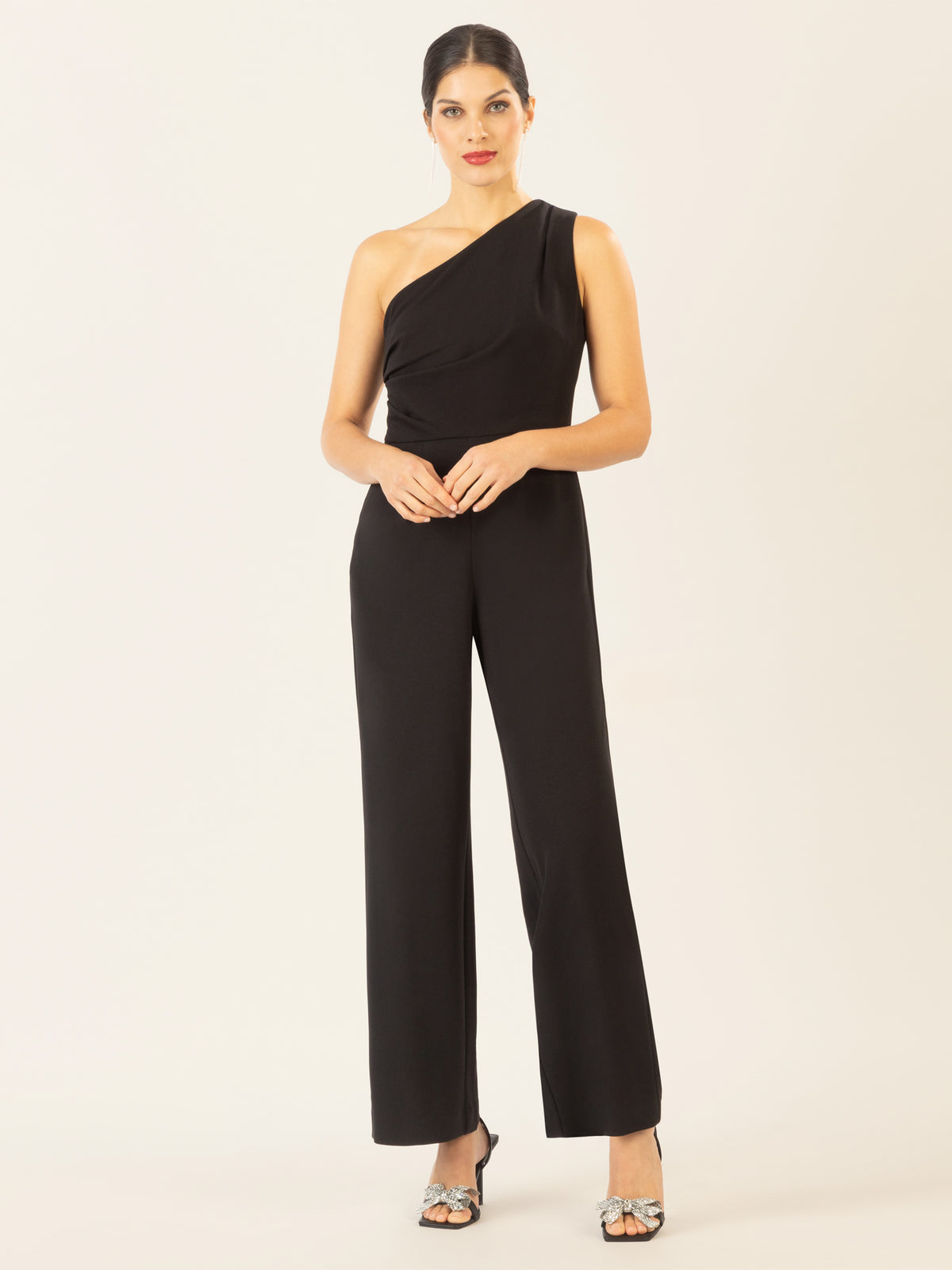 APART One-Shoulder Overall aus einer leicht strukturierten Ware | schwarz