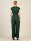 APART Satinoverall mit asymmetrischem Wickel zum knoten | emerald