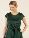 APART Satinoverall mit asymmetrischem Wickel zum knoten | emerald
