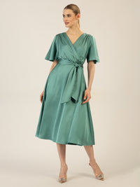 APART Midi-Satinkleid us mattschimmerndem Satin | jade