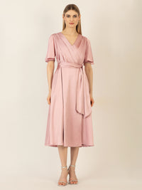 APART Midi-Satinkleid us mattschimmerndem Satin | mauve