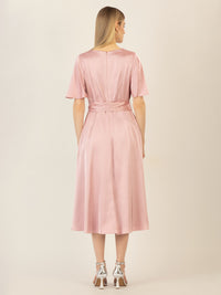 APART Midi-Satinkleid us mattschimmerndem Satin | mauve