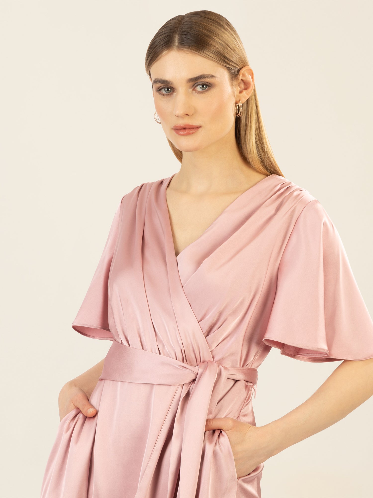 APART Midi-Satinkleid us mattschimmerndem Satin | mauve