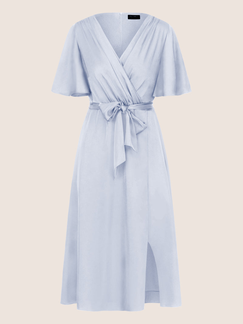 APART Midi-Satinkleid us mattschimmerndem Satin | hellblau