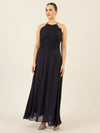 APART Abendkleid aus besticktem Mesh mit farbigen Perlen und Chiffon | nachtblau