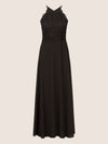 APART Abendkleid aus besticktem Mesh mit farbigen Perlen und Chiffon | schwarz