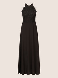APART Abendkleid aus besticktem Mesh mit farbigen Perlen und Chiffon | schwarz