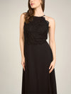 APART Abendkleid aus besticktem Mesh mit farbigen Perlen und Chiffon | schwarz
