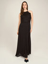 APART Abendkleid aus besticktem Mesh mit farbigen Perlen und Chiffon | schwarz