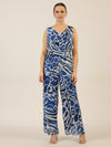 APART Chiffonoverall aus weichem Chiffon mit Allover-Print | royalblau-creme