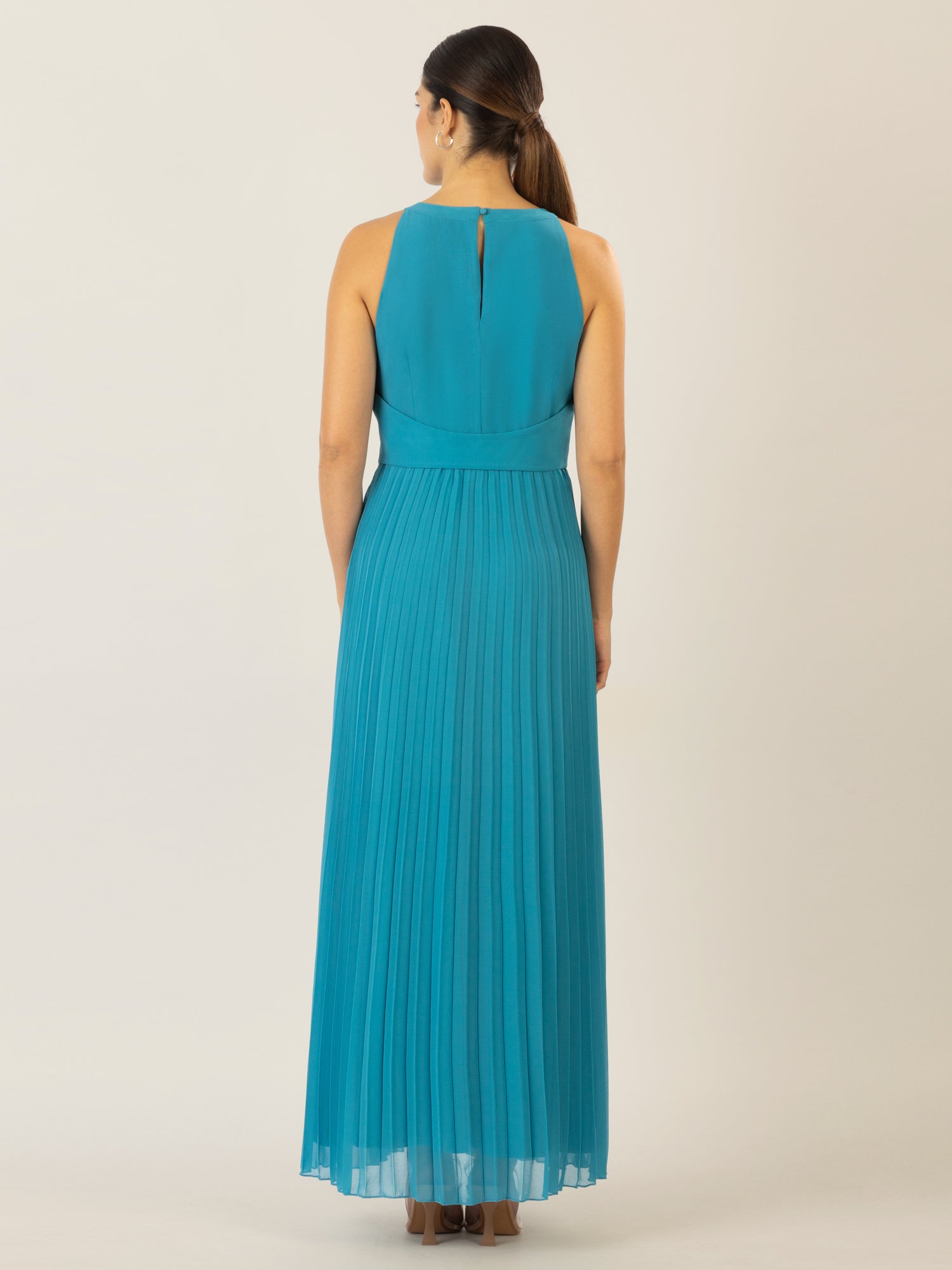 APART Chiffonkleid aus leicht körnigem, plissiertem Chiffon | türkis