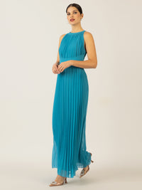 APART Chiffonkleid aus leicht körnigem, plissiertem Chiffon | türkis